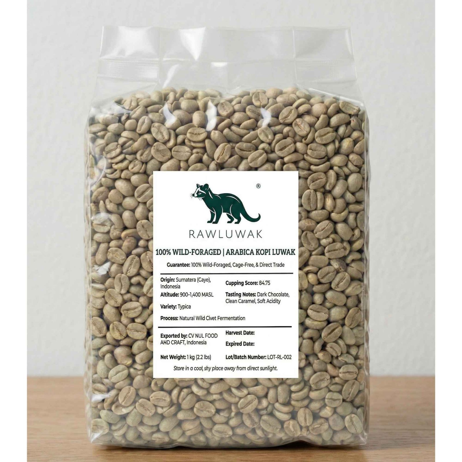 RAW Luwak Coffee Green Beans Product